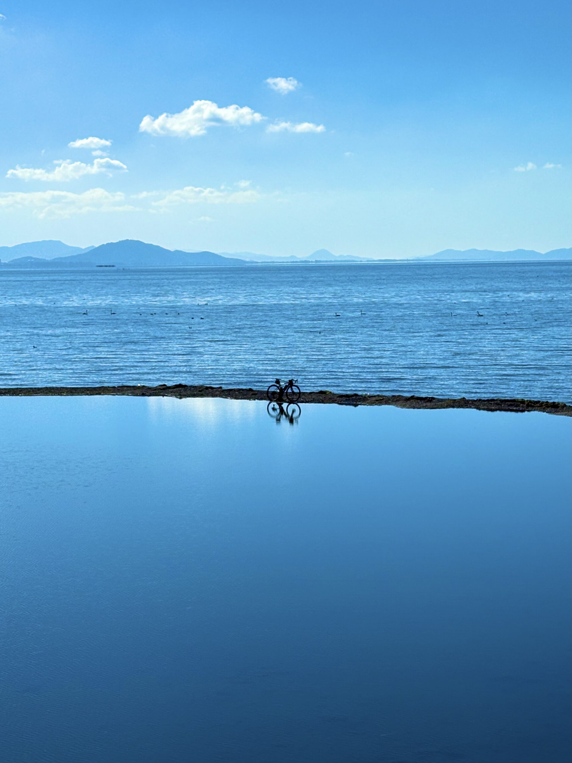 撮りにこんせ‼フォトコンテスト|滋賀・長浜北部|092301_自転車と琵琶湖